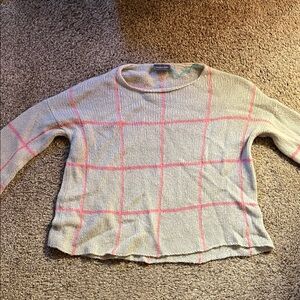 Wooden Ships Gray and Pink Checkered Sweater